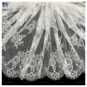 YX1205 New Austrian Tulle Lace Fabric 2026 White 10 Yards Embroidery High-Quality Eyelash Design Lace Fabric Textiles - 100%...