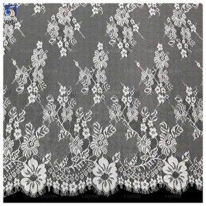 YX1206 Cheap and High Quality Latest Mesh Eyelash Lace Fabric Milky White Flower Embroidery German Wedding Dress Lace Fabric...