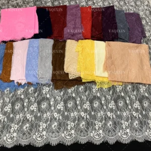 YX1206 Cheap and High Quality Latest Mesh Eyelash Lace Fabric Milky White Flower Embroidery German Wedding Dress Lace Fabric...