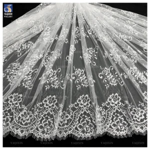 YX1207 2026 Turkish Wedding Bride Lace Fabric Competitive Prices 10 Pieces Low Moq White Tulle Lace Eyelash Fabric 300*150CM...