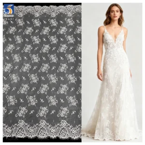 YX1207 2026 Turkish Wedding Bride Lace Fabric Competitive Prices 10 Pieces Low Moq White Tulle Lace Eyelash Fabric 300*150CM...