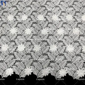 YX1211 Summer Leaves Tropical Style Clothing Lace Fabric Water-Soluble White Dress Hand 3D Embroidery Flowers Fabric Milk...
