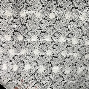YX1211 Summer Leaves Tropical Style Clothing Lace Fabric Water-Soluble White Dress Hand 3D Embroidery Flowers Fabric Milk...