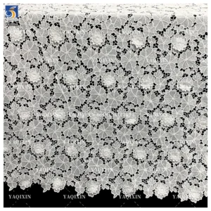 YX1212 New 200gsm Poly 3D Hand Embroidery Flowers Lace Fabric High Quality Woven Water-Soluble Mesh Net Lace Fabric - 100%...