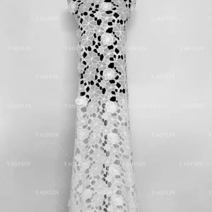 YX1214 2 Yards 200gsm Polyester Milk Silk 3D Handmade Leaf Pattern Water-Soluble Embroidery Lace Fabrics 2026 New Fashion...