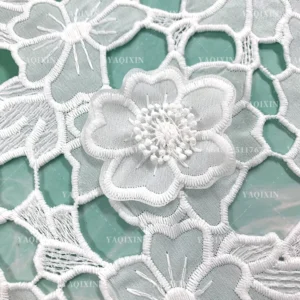 YX1214 2 Yards 200gsm Polyester Milk Silk 3D Handmade Leaf Pattern Water-Soluble Embroidery Lace Fabrics 2026 New Fashion...