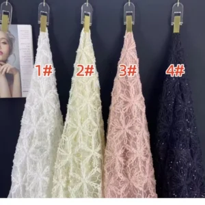 YX1216 American Summer Knitted Embroidery Flowers Fabric Mesh Crochet Rope Lace Fabric With Sequins for Women Dress - 100%...