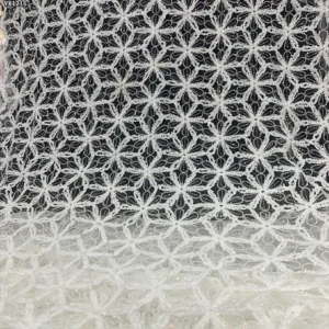 YX1216 American Summer Knitted Embroidery Flowers Fabric Mesh Crochet Rope Lace Fabric With Sequins for Women Dress - 100%...