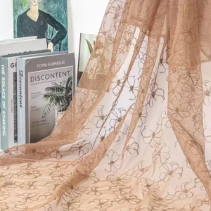 YX1218 Newly Launched Full-Width Gold Thread Polyester Flowers Embroidery Women's Dress Soft Mesh Fabric Embroidered - 100%...