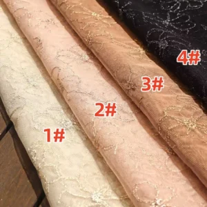 YX1218 Newly Launched Full-Width Gold Thread Polyester Flowers Embroidery Women's Dress Soft Mesh Fabric Embroidered - 100%...