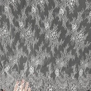 YX1227 Super Popular High Quality Eyelash French Lace Fabric for Bridal 100 Nylon Woven White Eyelash Lace Fabric Textile...