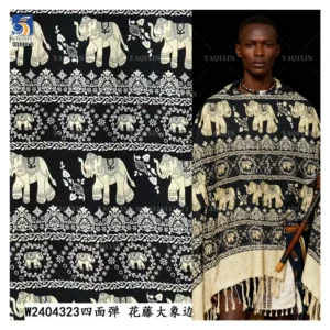 YX1233-2 High Quality Polyester African Tropical Tribal Print Fabric Roll Totem Chiffon Stretch Print Fabric for Clothing...