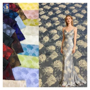 YX1234 Cheap Chinese Brocade Jacquard Fabric Woven Soft 100% Polyester Roses Flowers Brocade Fabric 2026 for Women - 100%...