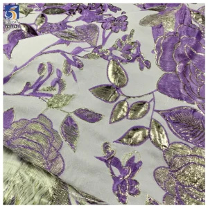 YX1242 High Quality Polyester Purple American Brocade Fabric for Pretty Dress Embossed Yarn-Dyed Brocade Jacquard Fabric...