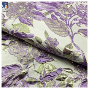 YX1242 High Quality Polyester Purple American Brocade Fabric for Pretty Dress Embossed Yarn-Dyed Brocade Jacquard Fabric...