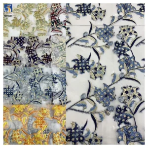YX1243 Custom Polyester Thin Film Gold China's Luxury Brocade Fabric 2 Yards 3D Flowers Jacquard Brocade African Dress...