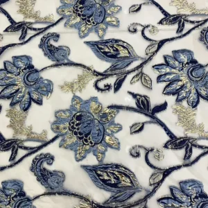 YX1243 Custom Polyester Thin Film Gold China's Luxury Brocade Fabric 2 Yards 3D Flowers Jacquard Brocade African Dress...