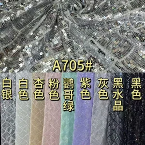 YX1250 Lavender Purple 5mm Sequin Mesh Fabric Crystal Sheet Clear Checkered Embroidered Knit Sequin Trendy Clothing Fabrics...