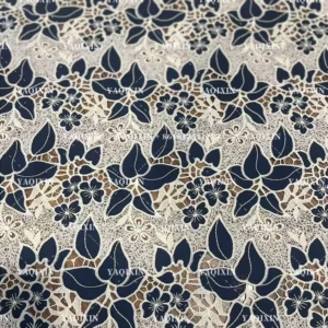YX1257 2025 New Single-Sided Openwork Two-color Embroidered Fabric 150gsm Chiffon Water-Soluble Lace Fabric Embroidery...