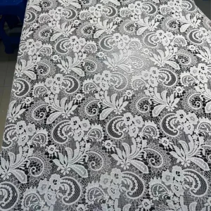 YX1259 Heavy-Duty Lace Wedding Dress Fabric Cashew Pattern Water-Soluble Bone Thread Embroidery Paisley Lace Fabric - 100%...