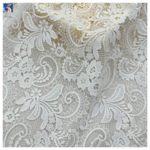 YX1259 Heavy-Duty Lace Wedding Dress Fabric Cashew Pattern Water-Soluble Bone Thread Embroidery Paisley Lace Fabric - 100%...