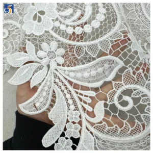 YX1259 Heavy-Duty Lace Wedding Dress Fabric Cashew Pattern Water-Soluble Bone Thread Embroidery Paisley Lace Fabric - 100%...