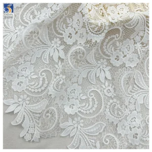 YX1259 Heavy-Duty Lace Wedding Dress Fabric Cashew Pattern Water-Soluble Bone Thread Embroidery Paisley Lace Fabric - 100%...