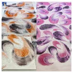 YX1263 New Arrival Mermaid Design Dress Fabric 3D Printed Floral Embroidery Colorful Mesh Lace Fabric With Bead 5 Yards...