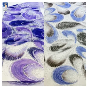 YX1263 New Arrival Mermaid Design Dress Fabric 3D Printed Floral Embroidery Colorful Mesh Lace Fabric With Bead 5 Yards...