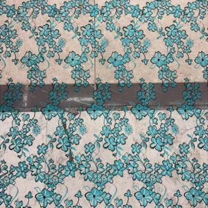 YX1269-1 France Elegant Style Two-Tone Eyelash Lace Fabric Polyester Cyan-Blue Hot Selling Tulle Lace Fabric for Garments...