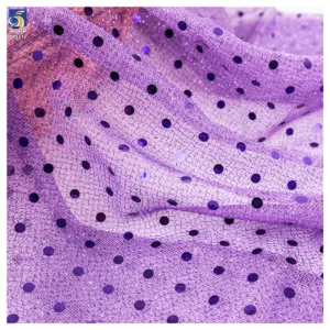 YX1272 Competitive Price 40gsm Purple Tulle Mesh Fabric With Polka Dots and Round Sequins 3mm Sequins Costume Fabrics DIY...