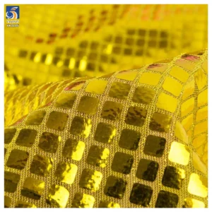 YX1285 New Trends 2026 7mm Square Sequin Fashion Fabric Knitted Stretch Shiny Lurex Sequins Fabric for Skirt Decoration...