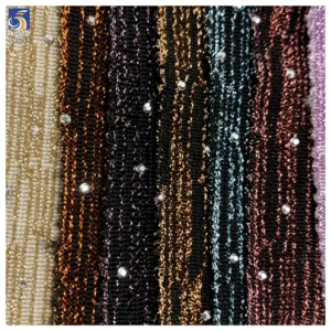 YX1287 180gsm 2 Yards 100 Polyester Gold Thread Lurex Jacquard Fabric With Silver 3D Diamonds Clothing Woman Fabric - 100%...