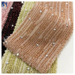 YX1287 180gsm 2 Yards 100 Polyester Gold Thread Lurex Jacquard Fabric With Silver 3D Diamonds Clothing Woman Fabric - 100%...