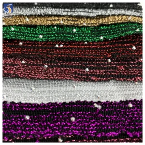 YX1287 180gsm 2 Yards 100 Polyester Gold Thread Lurex Jacquard Fabric With Silver 3D Diamonds Clothing Woman Fabric - 100%...