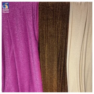 YX1290 New Korean Gold Thread Lurex Khaki Coffee Brown Knitted Stretch Fabric 50 Nylon 45 Silver Yarn Stretch Dress Fabric...