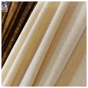 YX1290 New Korean Gold Thread Lurex Khaki Coffee Brown Knitted Stretch Fabric 50 Nylon 45 Silver Yarn Stretch Dress Fabric...