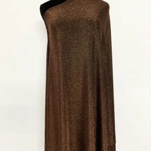 YX1290 New Korean Gold Thread Lurex Khaki Coffee Brown Knitted Stretch Fabric 50 Nylon 45 Silver Yarn Stretch Dress Fabric...