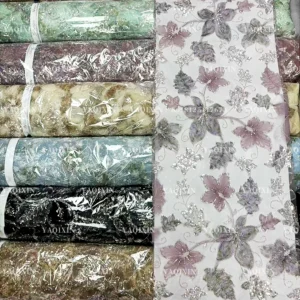 YX1294-3 400g Chinese Manufacturers Design High-End Sequin Knit Lace Fabrics for Cheongsam Sequin Glitter Lace Fabric China...