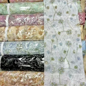 YX1294-3 400g Chinese Manufacturers Design High-End Sequin Knit Lace Fabrics for Cheongsam Sequin Glitter Lace Fabric China...