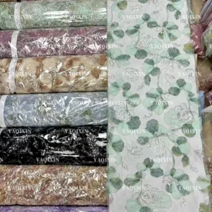YX1294-3 400g Chinese Manufacturers Design High-End Sequin Knit Lace Fabrics for Cheongsam Sequin Glitter Lace Fabric China...