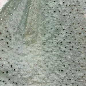 YX1298 Openwork Woven Pure 100 Cotton Embroidered Lace Fabric for Women's Dress Elegant White Cotton Lace Fabric - 100%...