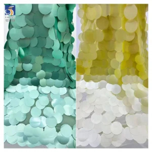 YX1300 High Quality Embroidery Round Sequins Fabrics 300gsm Heavyweight 60mm Silver Sequin Fabric for Nigerian Formal Wear...