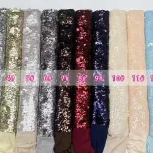 YX1301 Recently Popular 5+9+12+18mm 400 Gsm Heavyweight Silver Sequins Fabrics 3D Rose Flower Sequins Dress Fabric - 100%...