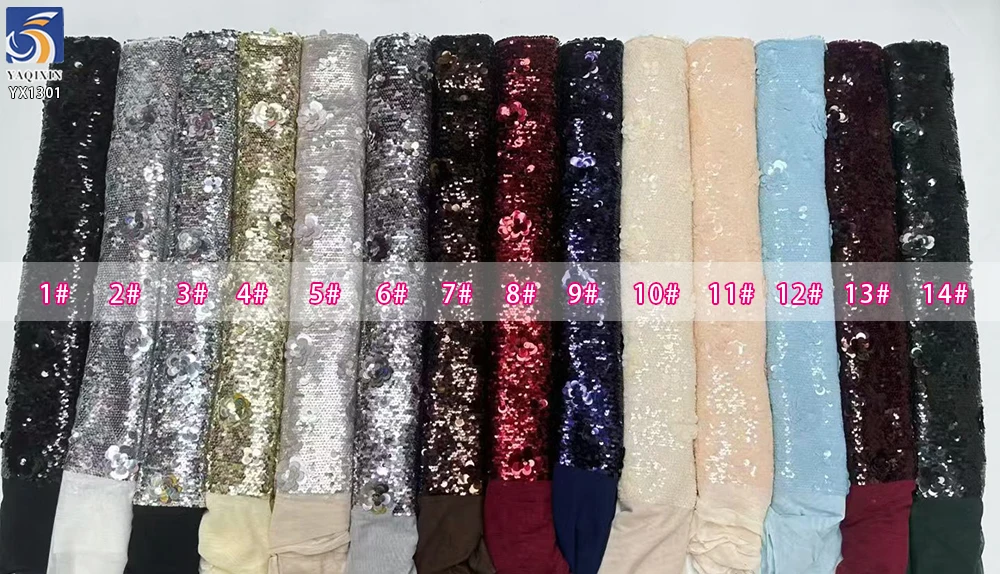 YX1301 Recently Popular 5+9+12+18mm 400 Gsm Heavyweight Silver Sequins Fabrics 3D Rose Flower Sequins Dress Fabric - 100%...