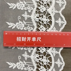 YX1302 Competitive and Inexpensive Thin Polyester White Water-Soluble Lace Embroidery Fabric 15 Yards for Girl Chinese...
