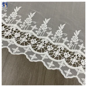 YX1303 Chinese Suppliers Cheap Mesh Embroidery Floral Print Water-Soluble Embroidered Lace Fabric White Sales for 15 Yards...