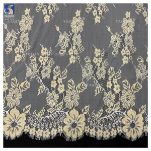 YX1331 3m*1.5m China Hot-Selling Gold Thread Eyelash Lace Fabric for Long Dress Luxury Embroidery Mesh Dubai Lace Fabrics...
