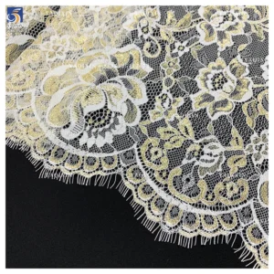 YX1332 300cm*150cm Factory Wholesale Price China Gold Eyelash Lace Fabrics Big Flowers Embroidered Eyelash Lace Fabric...