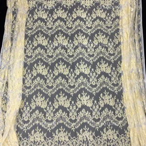 YX1334 2026 3m*1.5m OEM Custom-Dyed Lace Fabric Luxurious French Fashion Dresses Eyelash Gold Lace Fabric Embroidered - 100%...